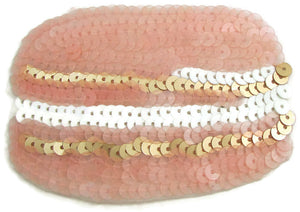 Macaroon with Pink Iridescent Sequins and gold and White Sequins 2.5" x 3.5"