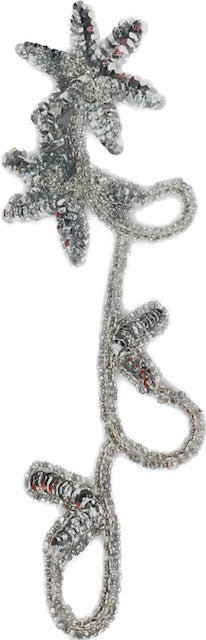 Flower with Silver Sequins and Beads 7" x 3"