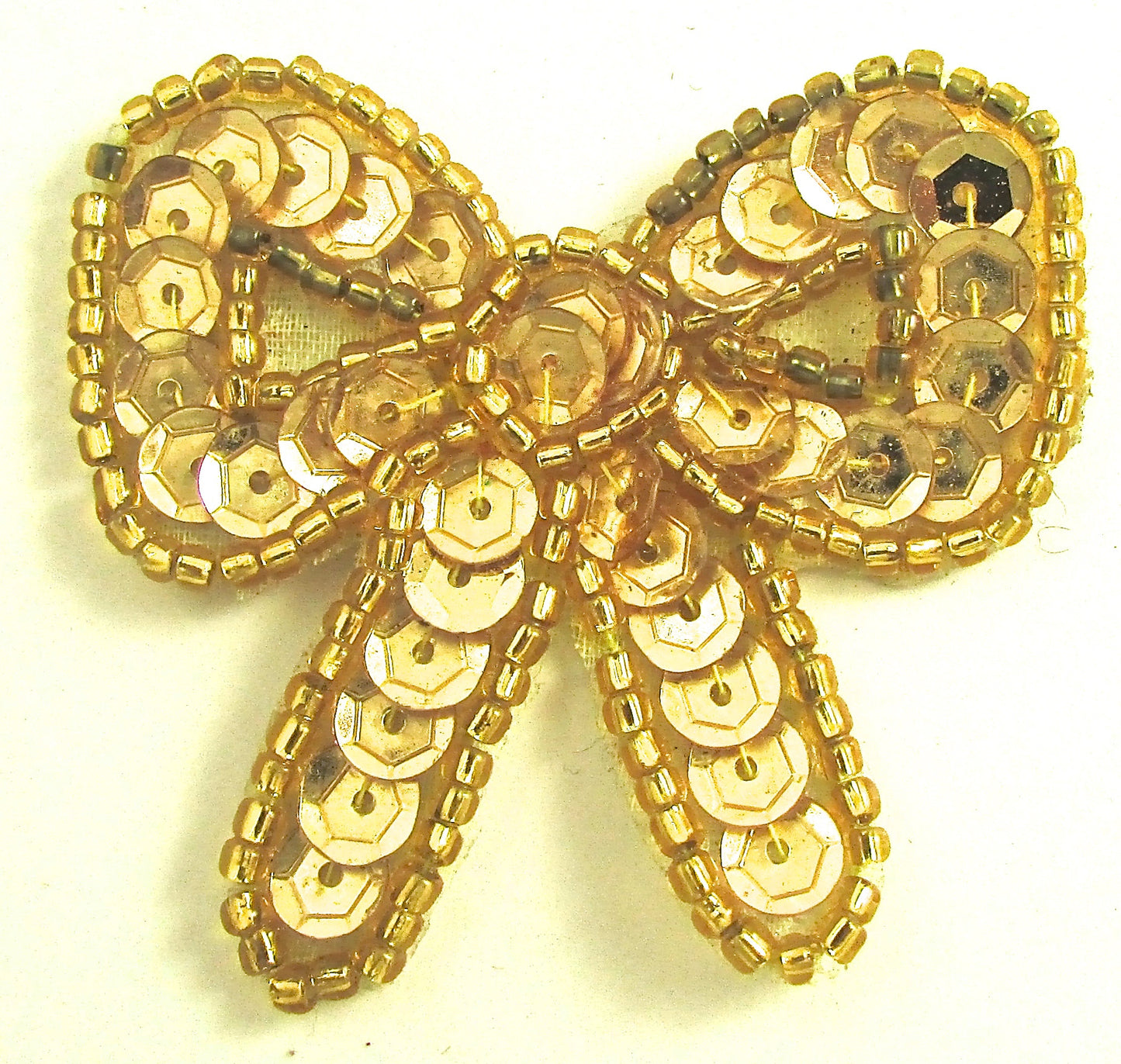 Bow with Gold Sequins and Beads 1.5" x 2"