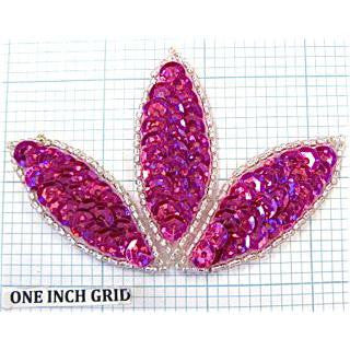 Leaf Fuchsia Spotlite Sequins and Beads 2" x 3.5"