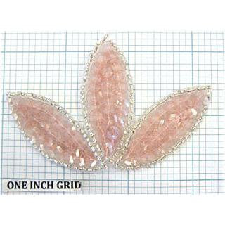 Leaf with Pretty Pink Sequins and White Beads 2