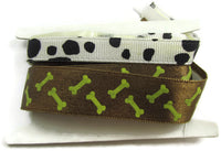 Ribbon with Dog Bones and Animal Print Black and White 1/2
