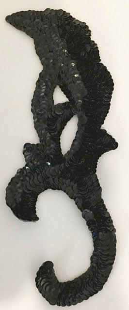 Designer Motif Appliqué with Black Sequins 8" x 3"