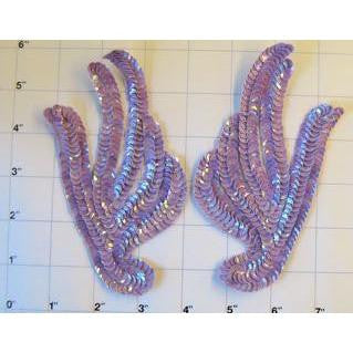 Leaf Pair with Lavender Sequins* 6" x 3"