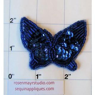 Butterfly with Blue Sequins and Beads 2.5" x 2"