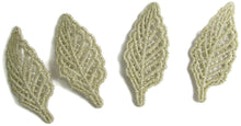 Load image into Gallery viewer, Leaf Set of Four Embroidered with Metallic Gold and Tan Threads 2&quot; x 1&quot;