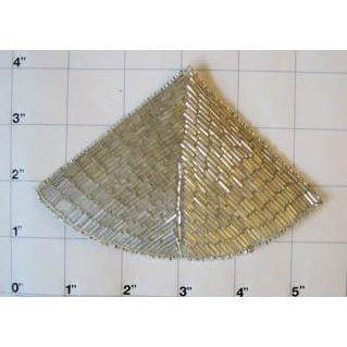 Silver triangle Unique beaded applique 5" x 3"