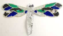 Load image into Gallery viewer, Dragonfly with Blue Green and Black Sequins 4&quot; x 7&quot;