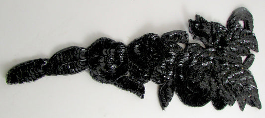 Flower with Black Sequins and Beads 11" x 5"