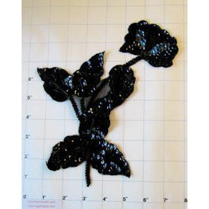 Flower Black and Moonlight Sequins and Beads 8" x 8"