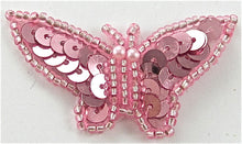Load image into Gallery viewer, Butterfly Pink Sequins and Beads 1&quot; x 1.25&quot;