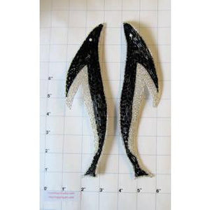 Design Motif Whale-Shaped Pair with all Beads 9" x 2"