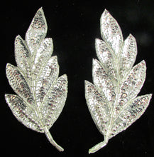 Load image into Gallery viewer, Leaf Pair with Silver Sequins and Beads 6&quot; x 2.5&quot;