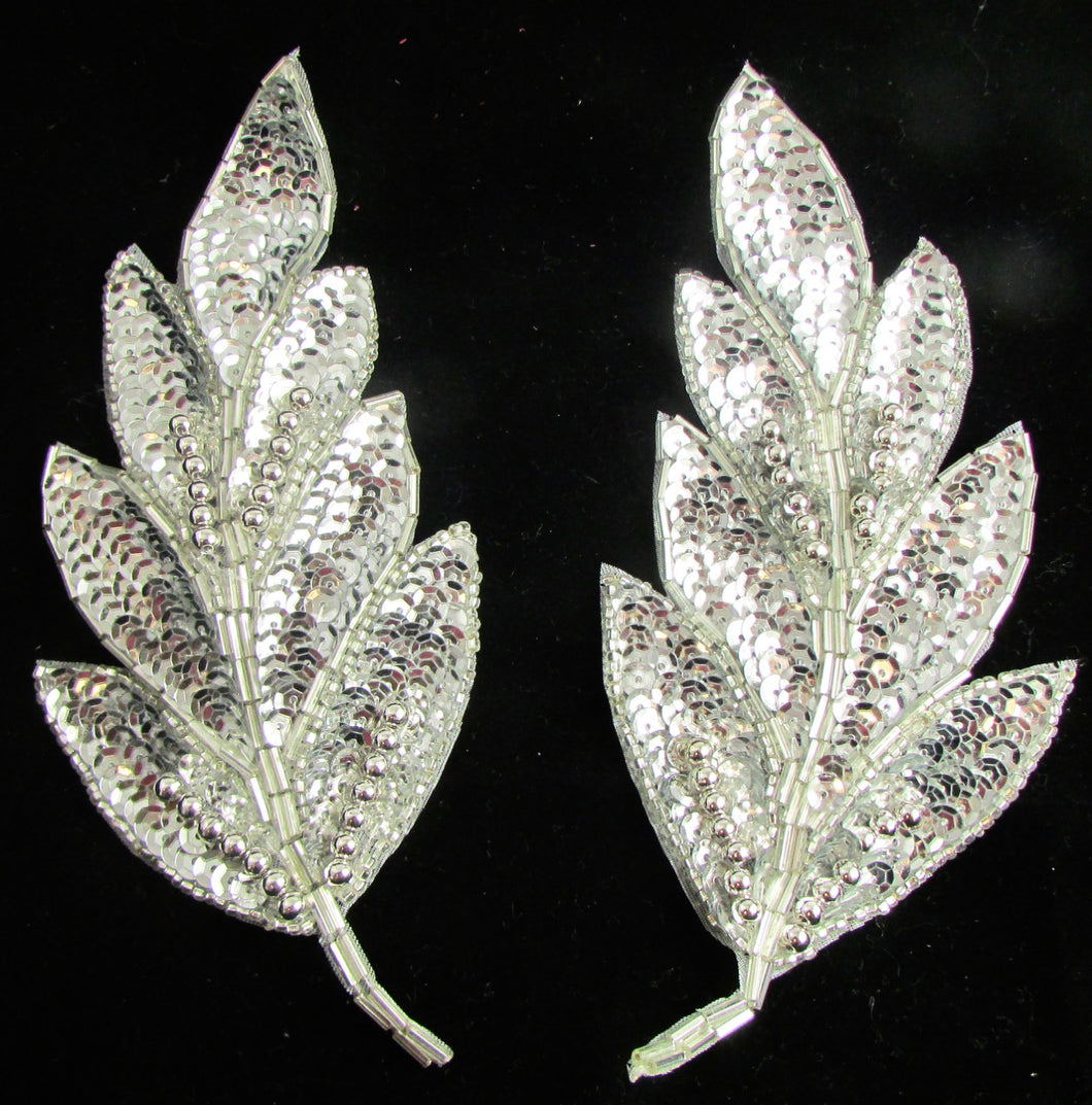 Leaf Pair with Silver Sequins and Beads 6