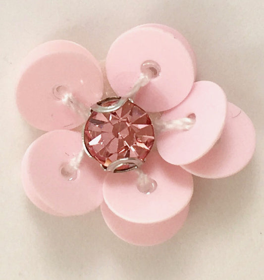 Flower Pink Sequins Pink Rhinestone 1/4"
