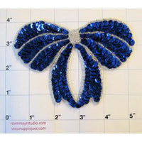 Bow Blue Sequin with White Beading