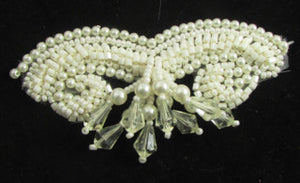 Epaulet with White and Clear Beads 1.5" x 3.25"