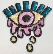 Load image into Gallery viewer, Eye with Tears Pinks, Yellows Turquoise 5&quot; x 5&quot;