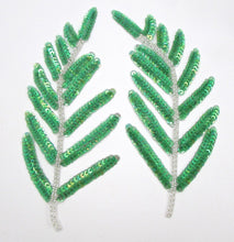 Load image into Gallery viewer, Leaf Pair with Color Choice Sequins and Silver Beads 6&quot; x 3&quot;