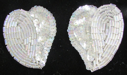 Leaf Pair with Iridescent Sequins and Beads 2" x 2"