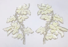 Load image into Gallery viewer, Flower Pair with White Sequins and Silver Beads 5&quot; X 2&quot;