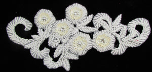 Flower with White with Beads and Rhinestones 10.5" x 4. 5"