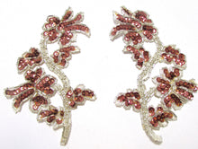 Load image into Gallery viewer, Flower Pair with Reddish Bronze Sequins and Silver Beads 6&#39; x 3&quot;