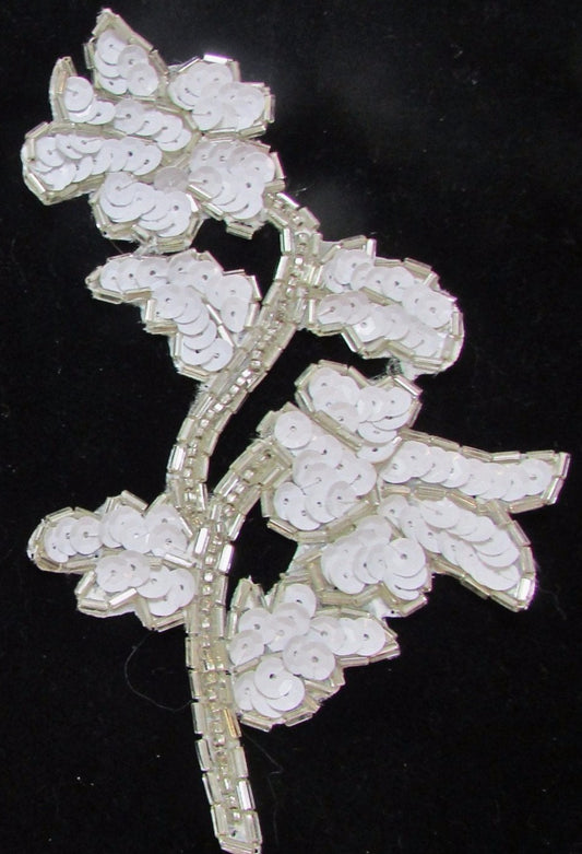 Flower with Off White Sequins and Silver Beads 6' x 3"