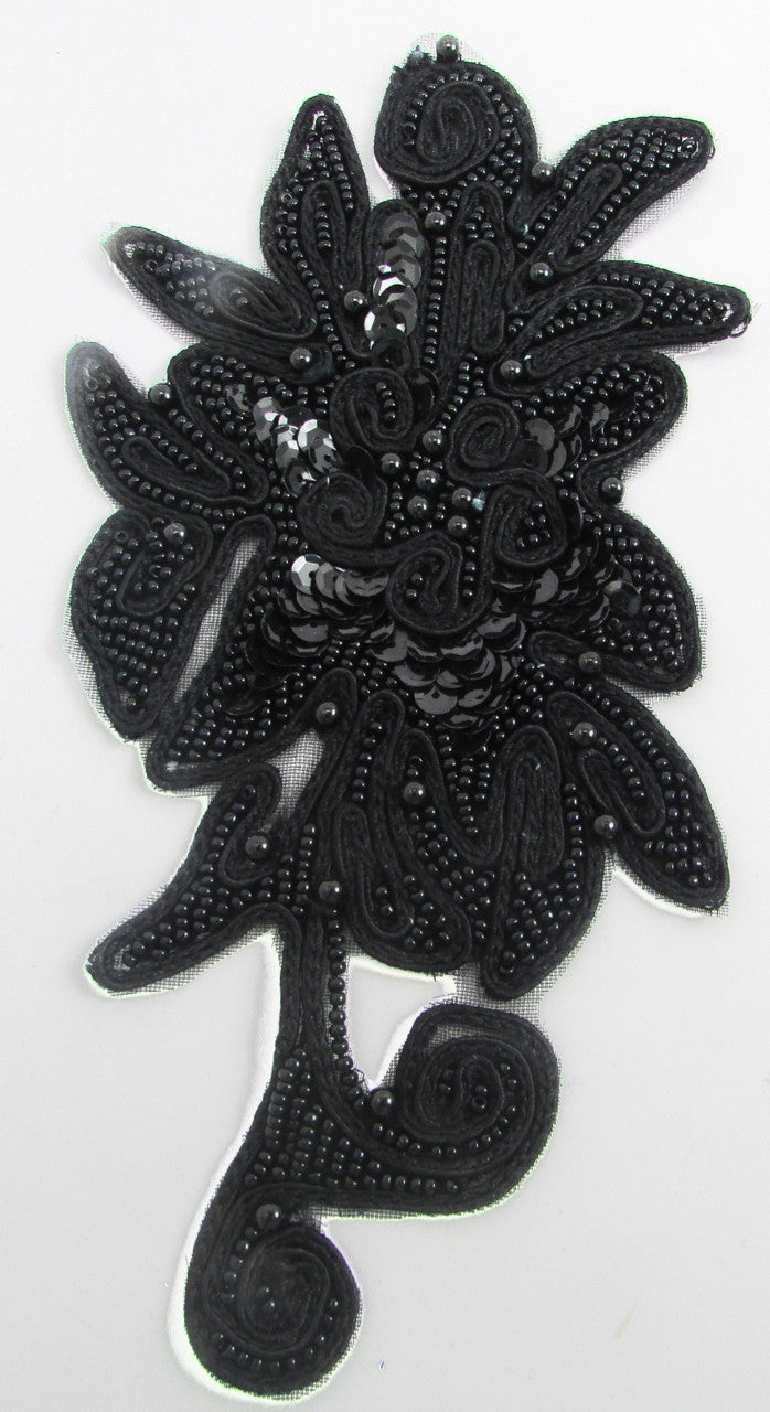 Flower Motif with Black Beads and Threads 7