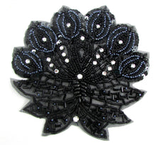 Load image into Gallery viewer, Designer Motif with Black Beads Tiny Sequins and 21 Rhinestones 5&quot;