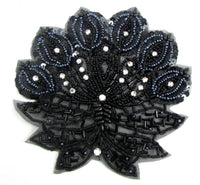 Designer Motif with Black Beads Tiny Sequins and 21 Rhinestones 5