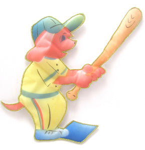 Baseball Player with bat Puff Textured Applique 8" x 5" - Sequinappliques.com