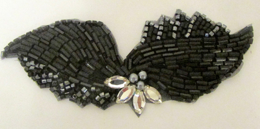 Designer Motif with Gun Metal and Black Beads and Silver Stones 1.5