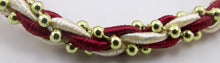Load image into Gallery viewer, Trim 4.5 YARDS with Red and Gold Satin Thread intertwined with gold beads