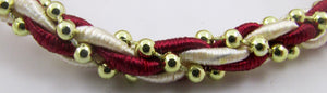 Trim 4.5 YARDS with Red and Gold Satin Thread intertwined with gold beads