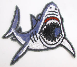 Shark with Multi-Colored Sequins and Beads 5.5" x 6"