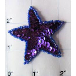 Star Purple Sequins Moonlight Beads 2"