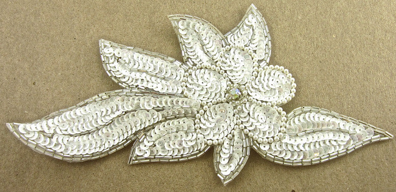 Flower White Sequins AB Rhinestone 9"