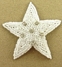 Load image into Gallery viewer, Star White Beaded with Rhinestones 3&quot;