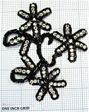 Load image into Gallery viewer, Flower Motif with Black Beads and Rhinestones 5&quot; x 4&quot;