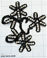Flower Motif with Black Beads and Rhinestones 5