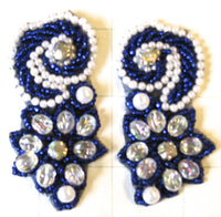 Flower Pair with Blue and White Beads 2.5