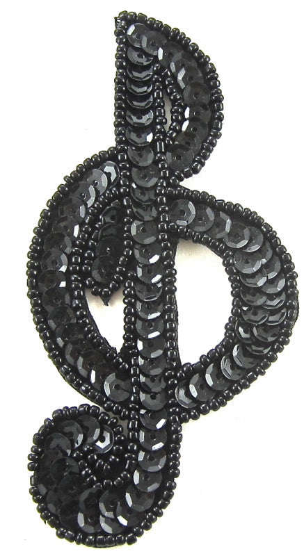 Treble Clef Black Sequins and Beads 4