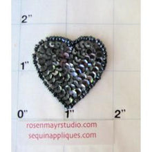 Load image into Gallery viewer, Heart with Dark Grey Sequins and Beads 1.5&quot;