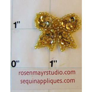 Bow with Gold Sequins 1" x 1"