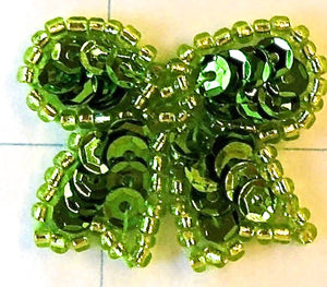 Bow with Apple Green Sequins and Beads 1"