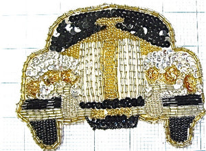 Rolls Royce Small with Black Gold Silver Sequins and Beads 4" x 5.25"