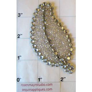 Leaf with Silver Beads and Acrylic Rhinestones 3