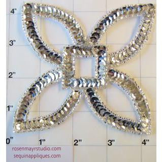 Designer Motif Silver Sequins and Beads 4