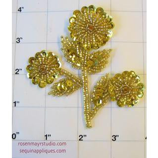 Triple Flower Gold 3.5" x 4"